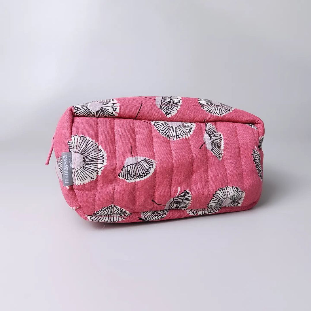 COSMETIC POUCH QUILTED_C6048_BUNGA DANDELION PINK