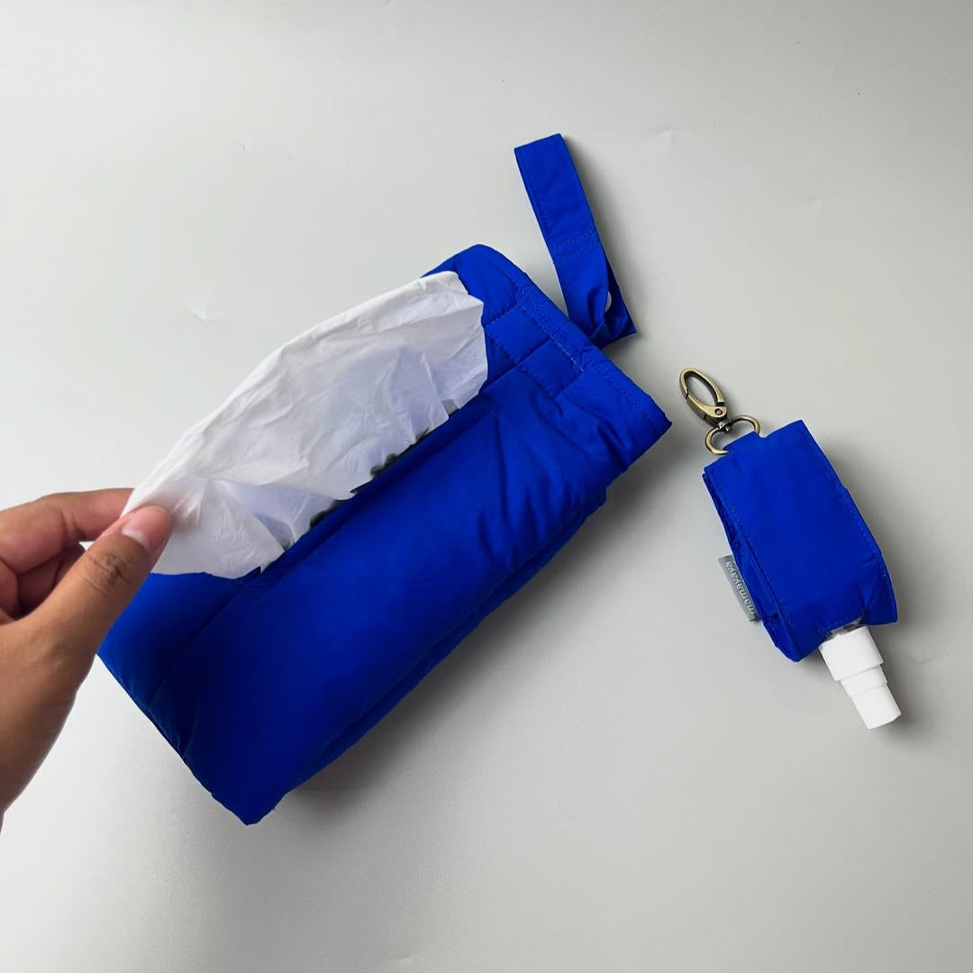 SET TISSUE POUCH PUFFY 2 IN 1 & HAND SANITIZER HOLDER_C7090_BLUE HONEY