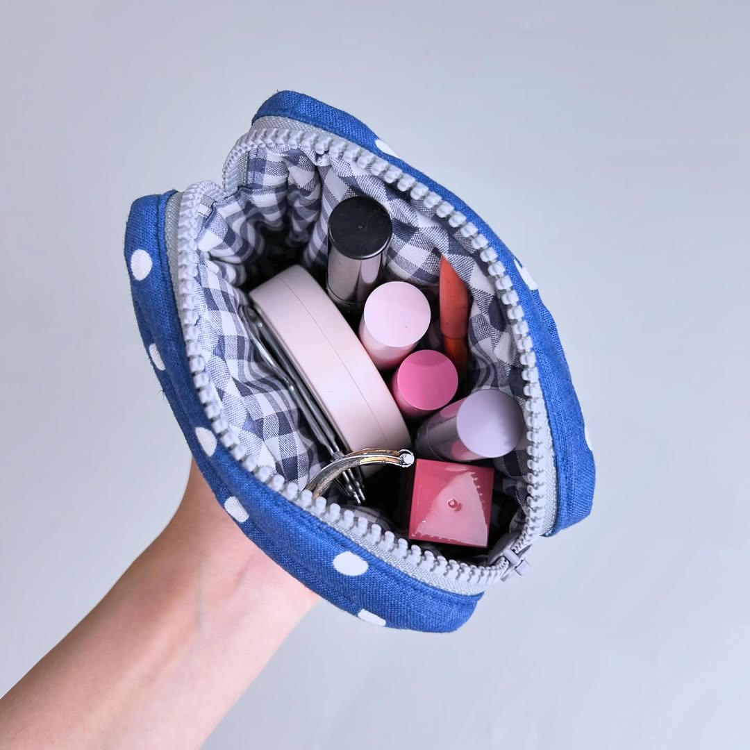 MINI POUCH PUFFY_A7036_POLKA NAVY