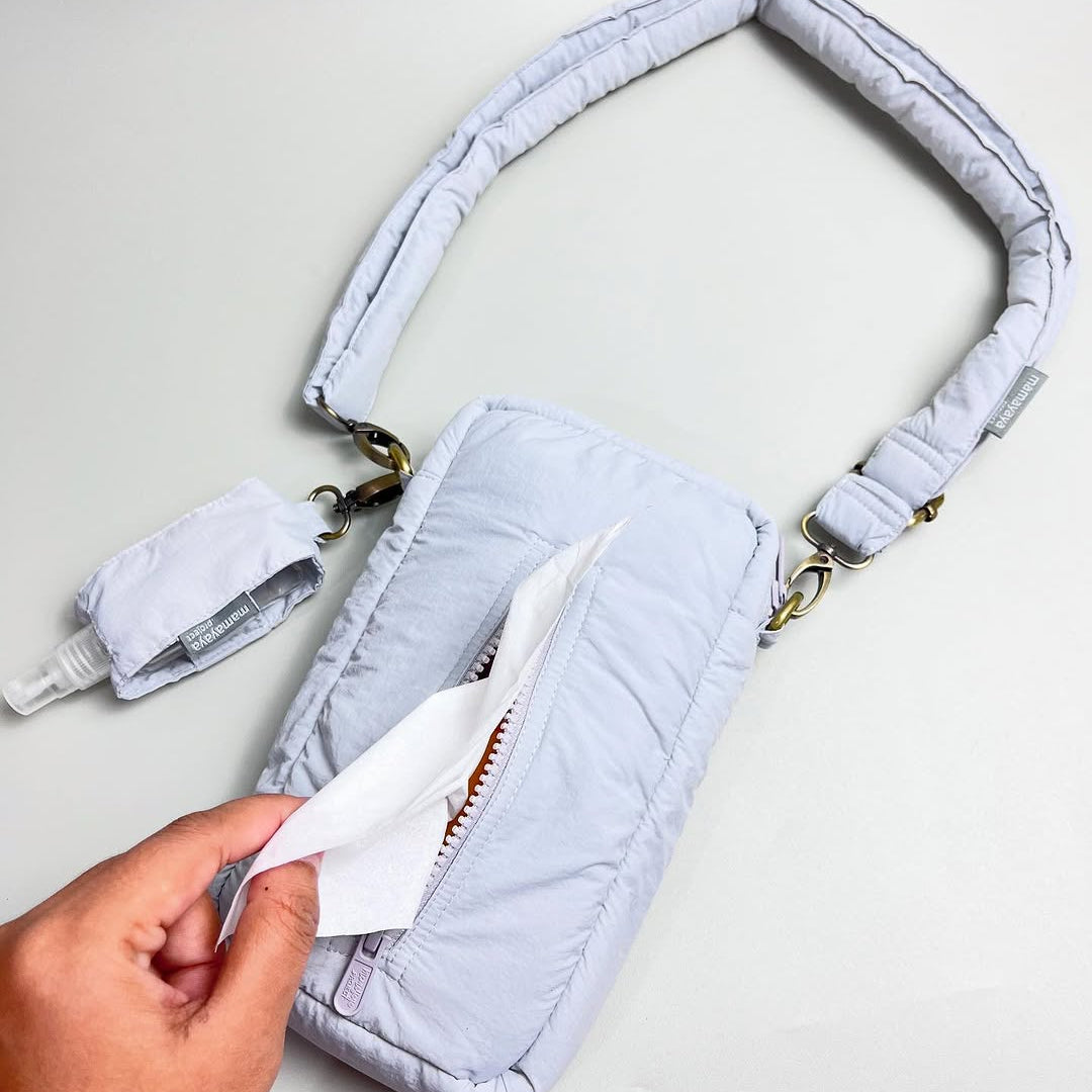 PHONE WALLET POUCH PUFFY & HAND SANITIZER HOLDER_C7006_BLUE GREYISH
