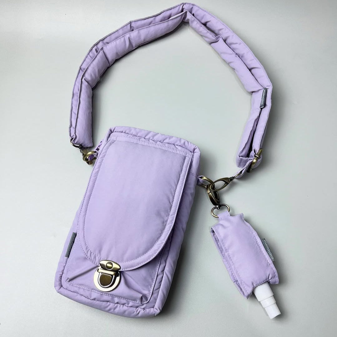 PHONE WALLET POUCH PUFFY & HAND SANITIZER HOLDER_C7115_UNGU MUDA