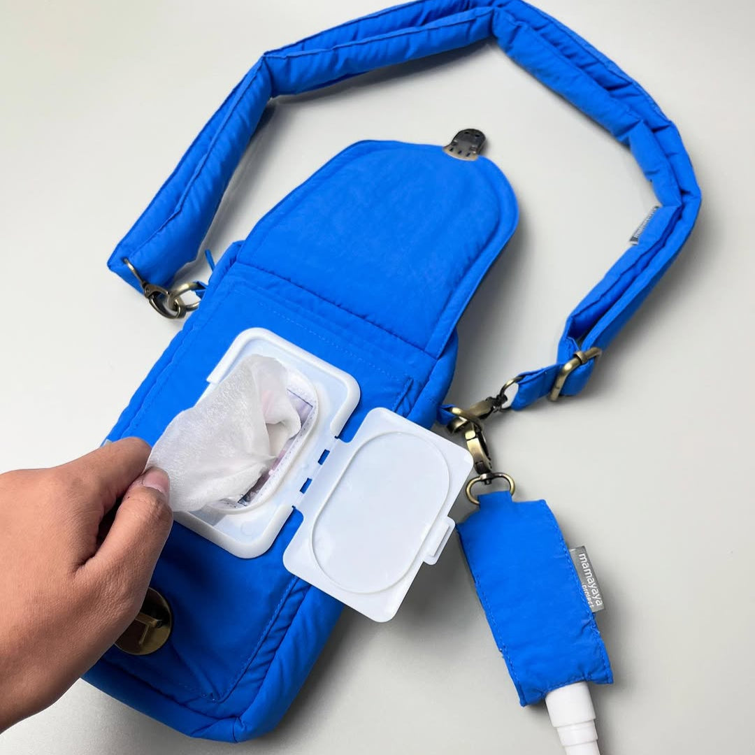 PHONE WALLET POUCH PUFFY & HAND SANITIZER HOLDER_C7090_BLUE HONEY