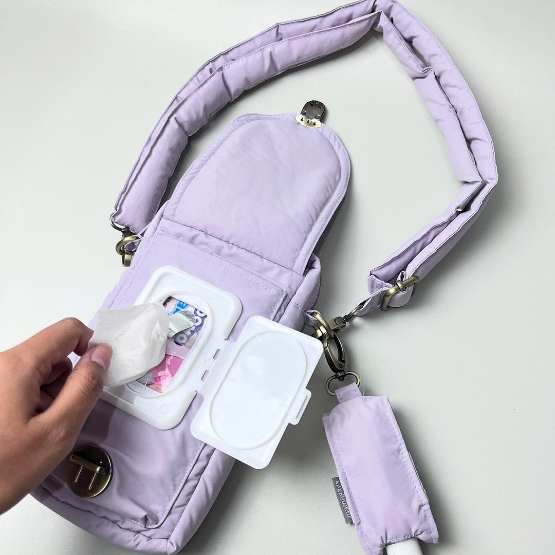 PHONE WALLET POUCH PUFFY & HAND SANITIZER HOLDER_C7115_UNGU MUDA