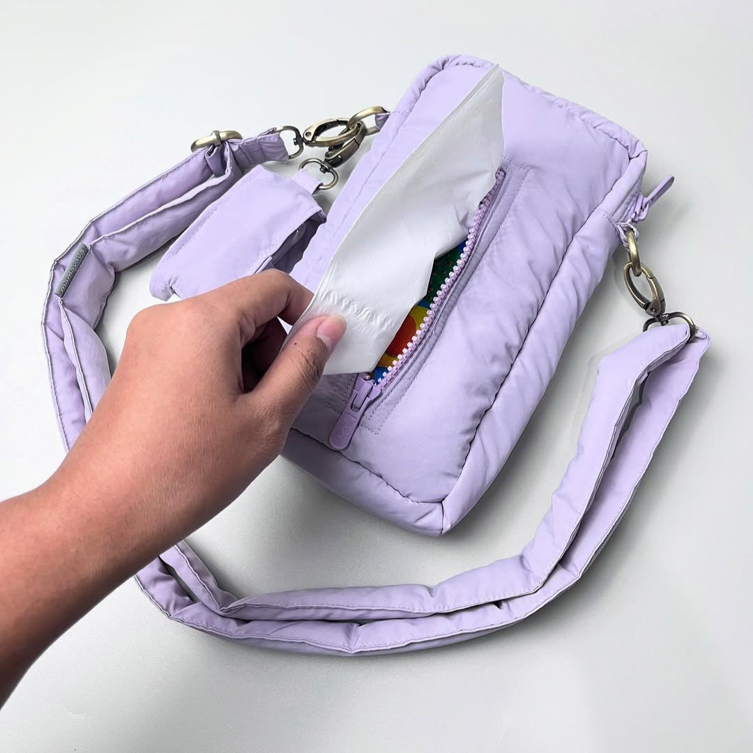 PHONE WALLET POUCH PUFFY & HAND SANITIZER HOLDER_C7115_UNGU MUDA