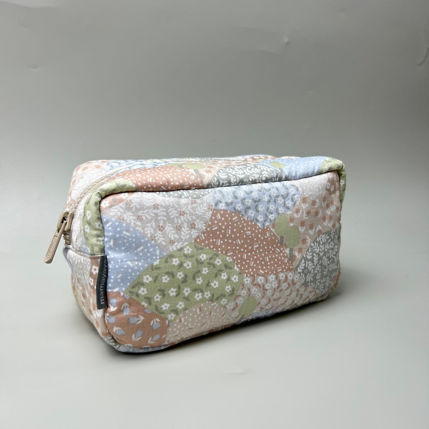 COSMETIC POUCH PUFFY_C7018_MIX FLOWER MOCCA