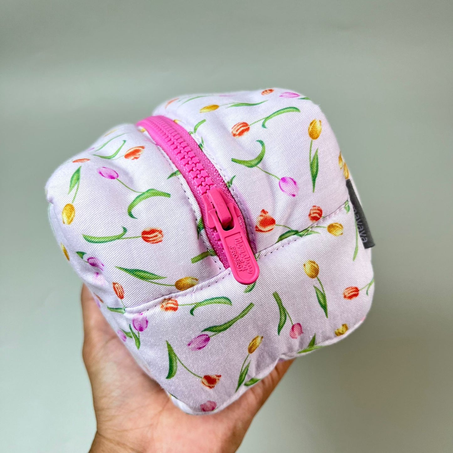 COSMETIC POUCH PUFFY_A6419_TANGKAI TULIP PINK