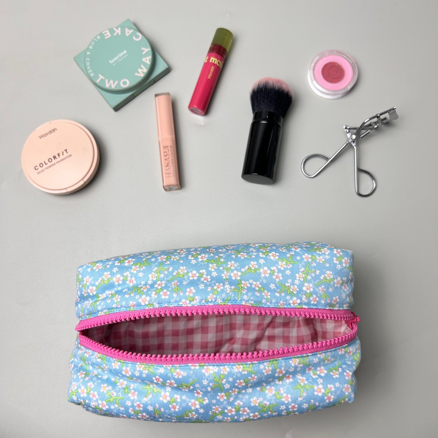 COSMETIC POUCH PUFFY_A6085_SAKURA BIRU