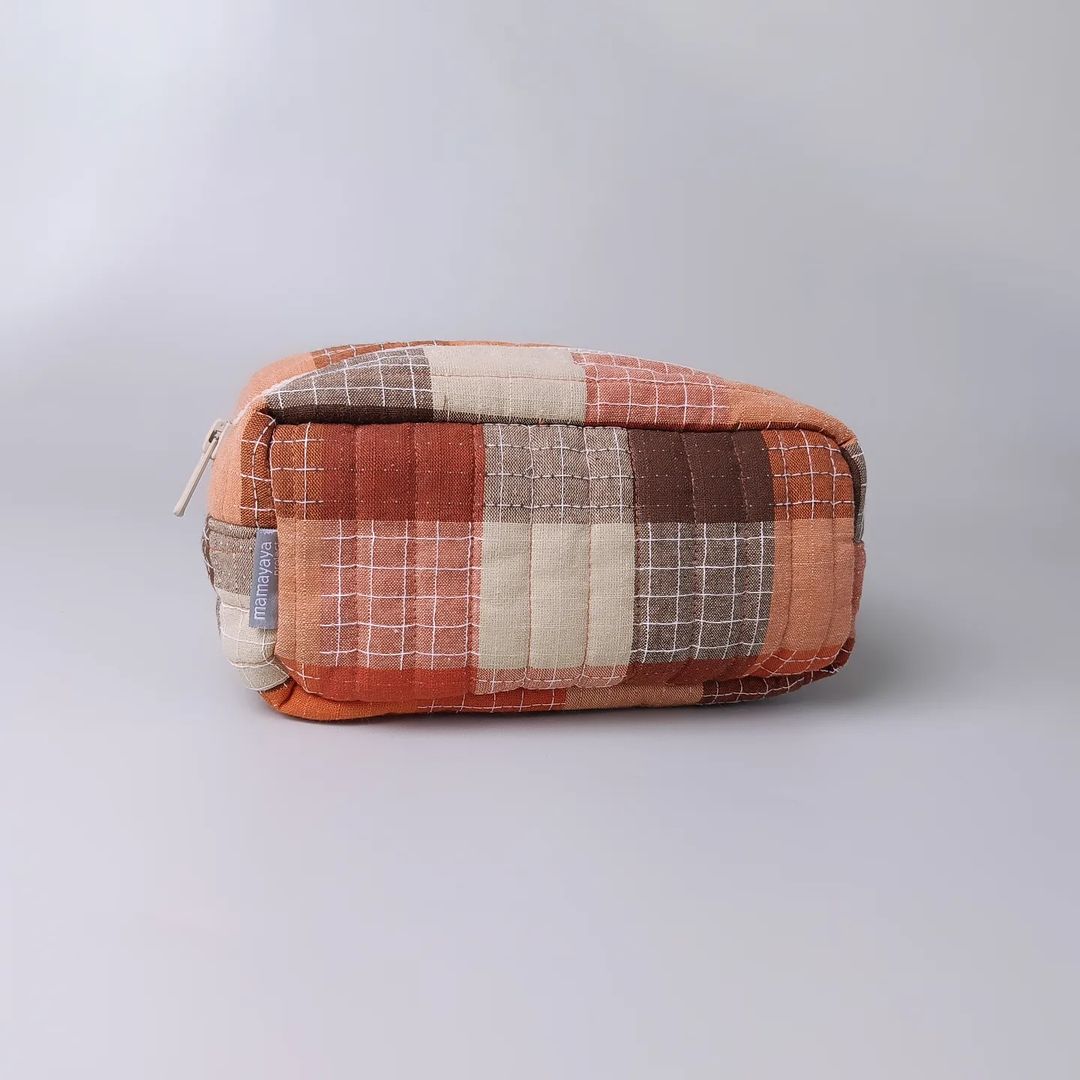 COSMETIC POUCH QUILTED_C6054_SASHIKO TERRACOTTA