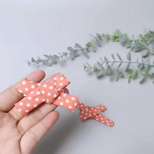 SET MINI BOW_POLKA PEACH