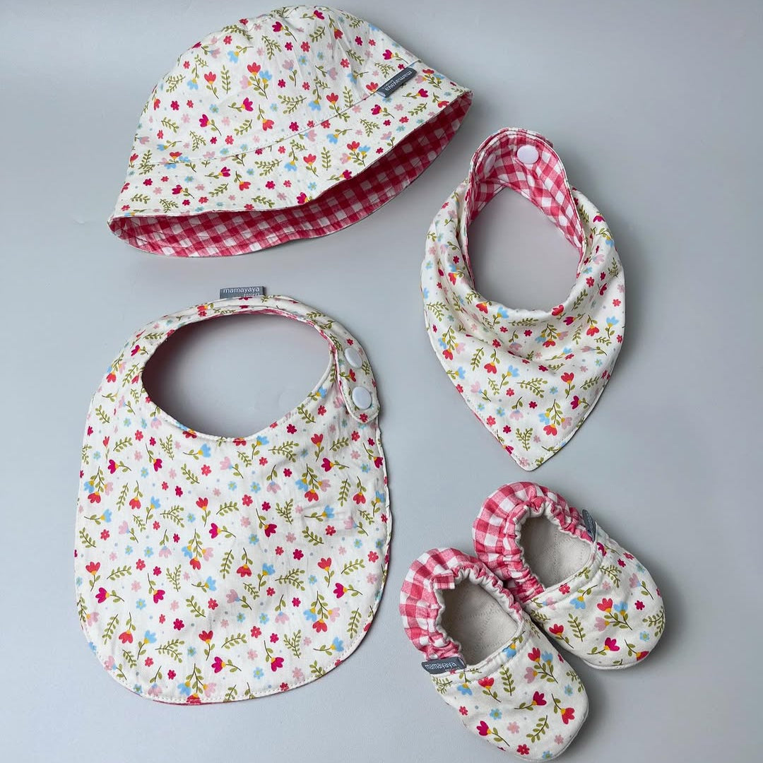 SET BABY | BUCKET HAT | BIBS | BABY SHOES_A6192_BUNGA CANNA CREAM