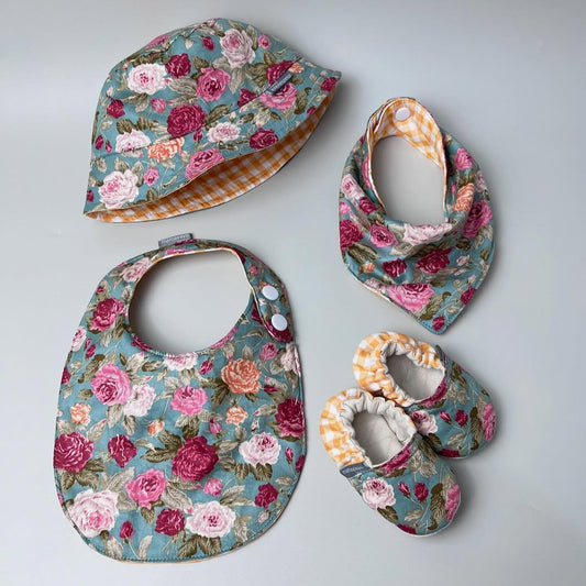 SET BABY | BUCKET HAT | BIBS | BABY SHOES_A7161_CAMELIA HIJAU