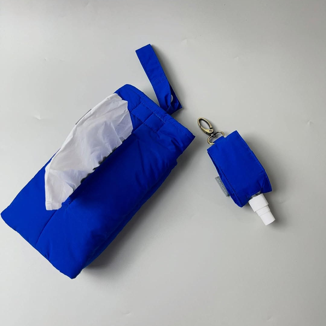 SET TISSUE POUCH PUFFY 2 IN 1 & HAND SANITIZER HOLDER_C7090_BLUE HONEY