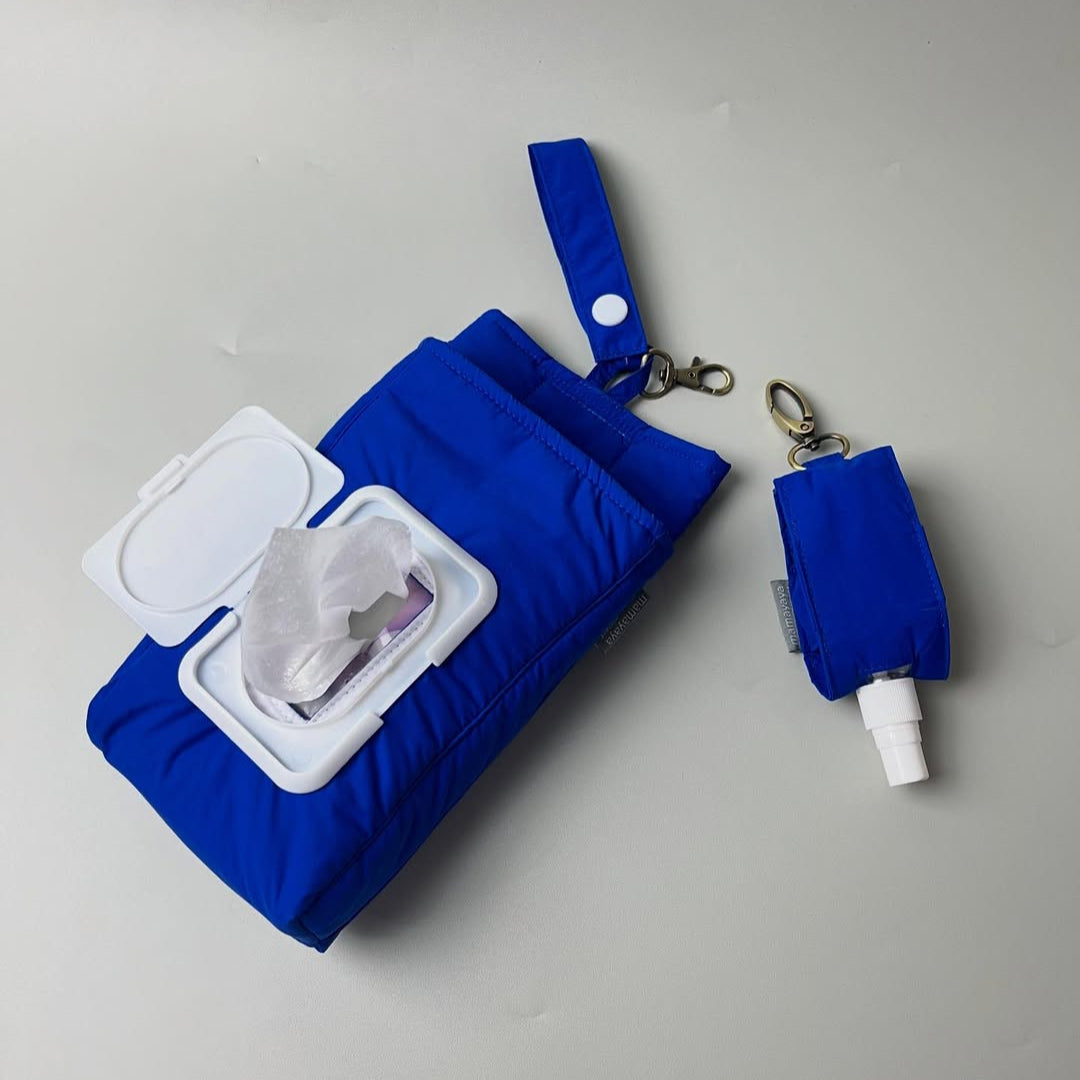 SET TISSUE POUCH PUFFY 2 IN 1 & HAND SANITIZER HOLDER_C7090_BLUE HONEY