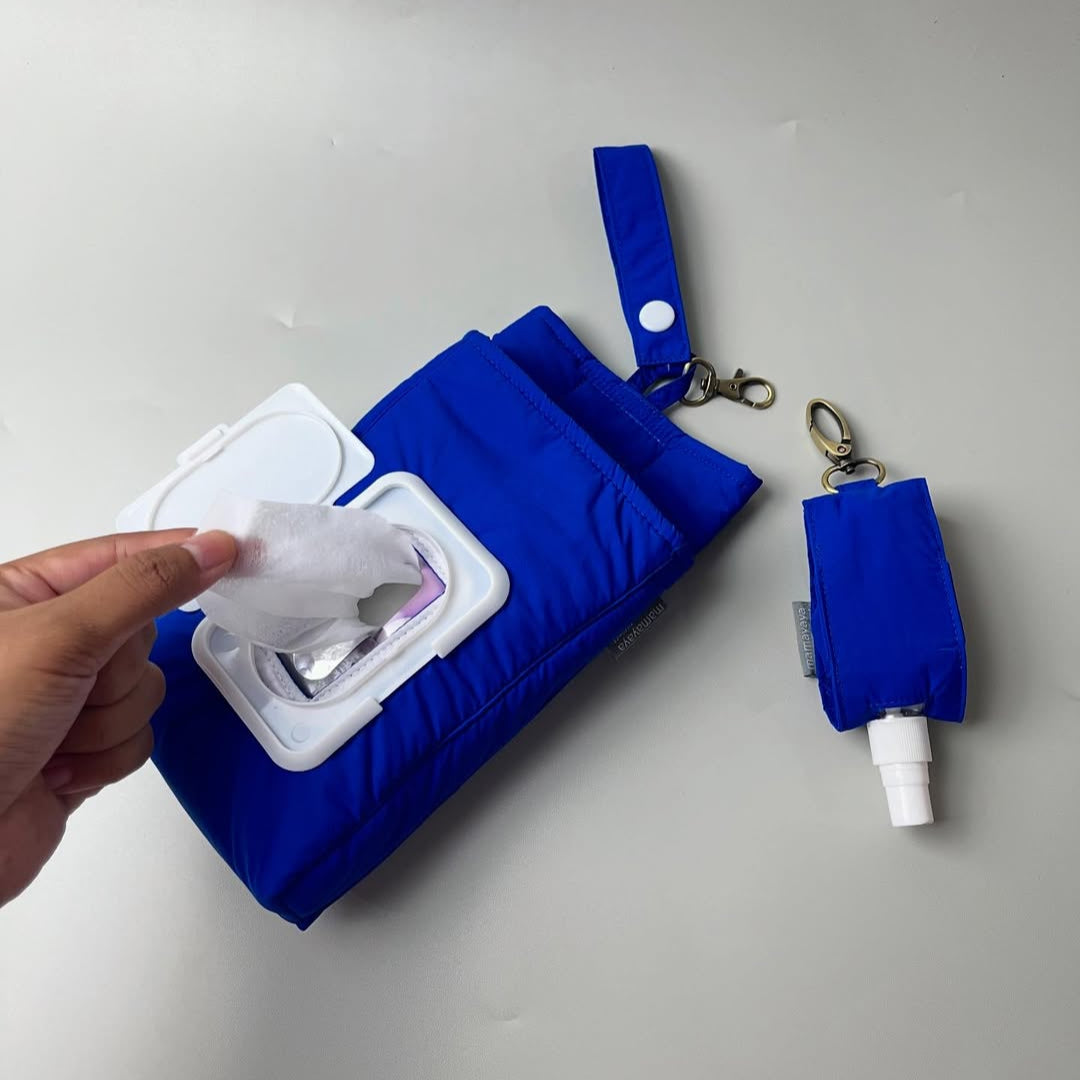 SET TISSUE POUCH PUFFY 2 IN 1 & HAND SANITIZER HOLDER_C7090_BLUE HONEY