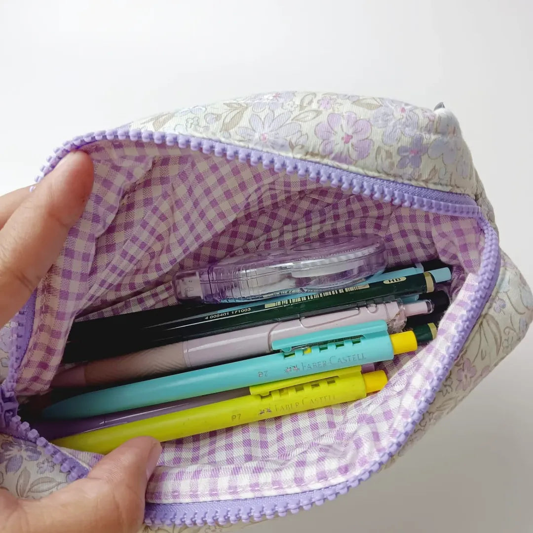 PENCIL CASE_BUNGA UNGU PASTEL