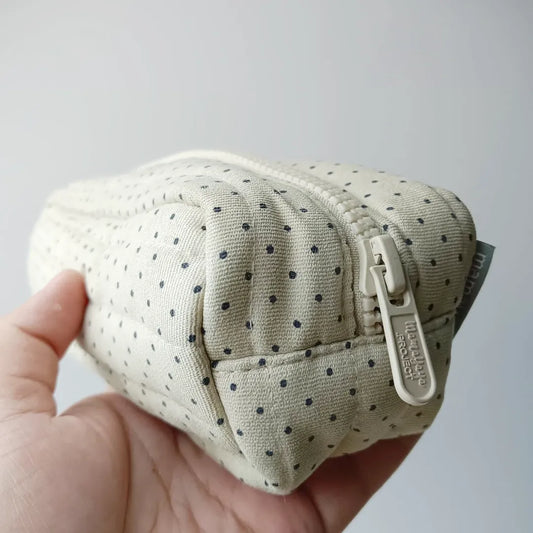 PENCIL CASE_POLKA HITAM DASAR CREAM
