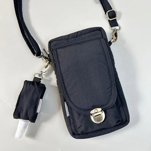 PHONE WALLET POUCH PUFFY & HAND SANITIZER HOLDER_C6110_BLACK
