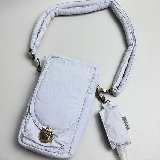 PHONE WALLET POUCH PUFFY & HAND SANITIZER HOLDER_C7006_BLUE GREYISH