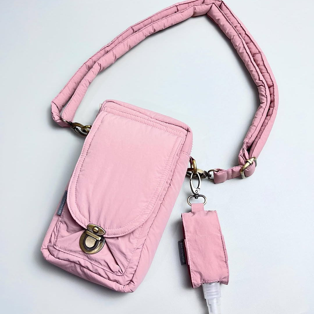 PHONE WALLET POUCH PUFFY & HAND SANITIZER HOLDER_C7089_PRIMEROSE