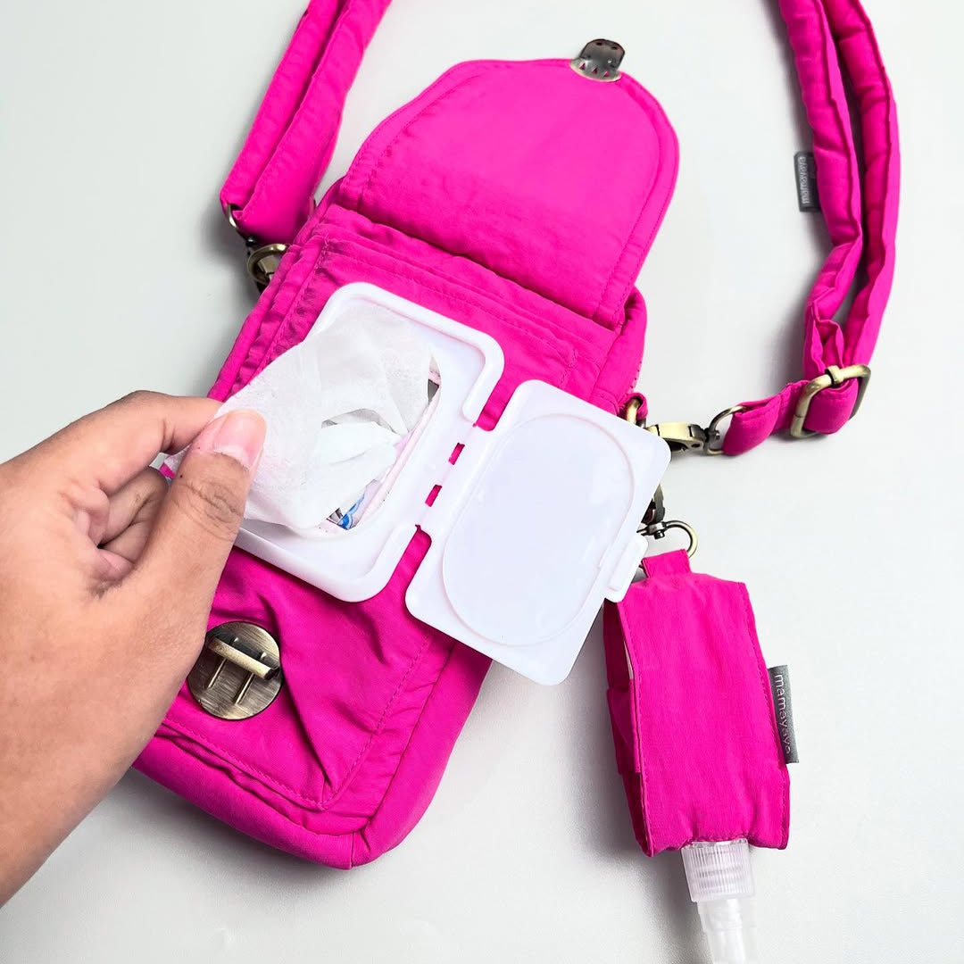 PHONE WALLET POUCH PUFFY & HAND SANITIZER HOLDER_C7091_FUCHSIA