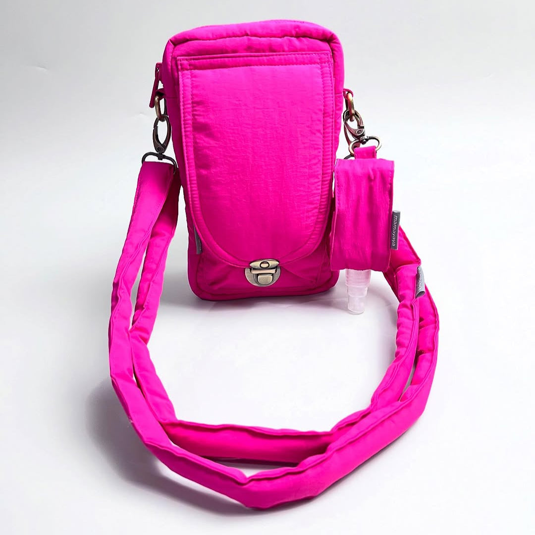 PHONE WALLET POUCH PUFFY & HAND SANITIZER HOLDER_C7091_FUCHSIA