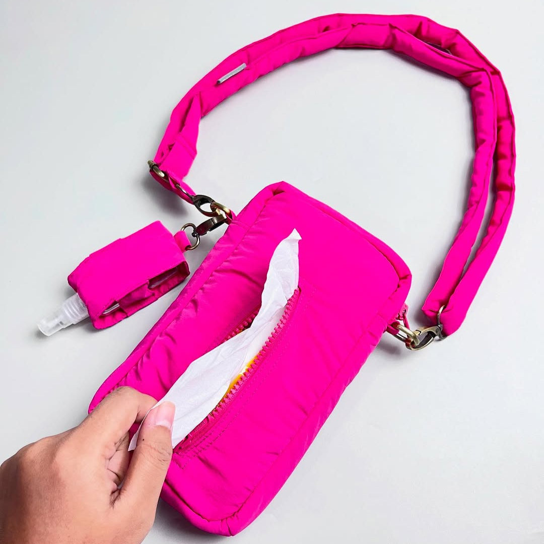 PHONE WALLET POUCH PUFFY & HAND SANITIZER HOLDER_C7091_FUCHSIA