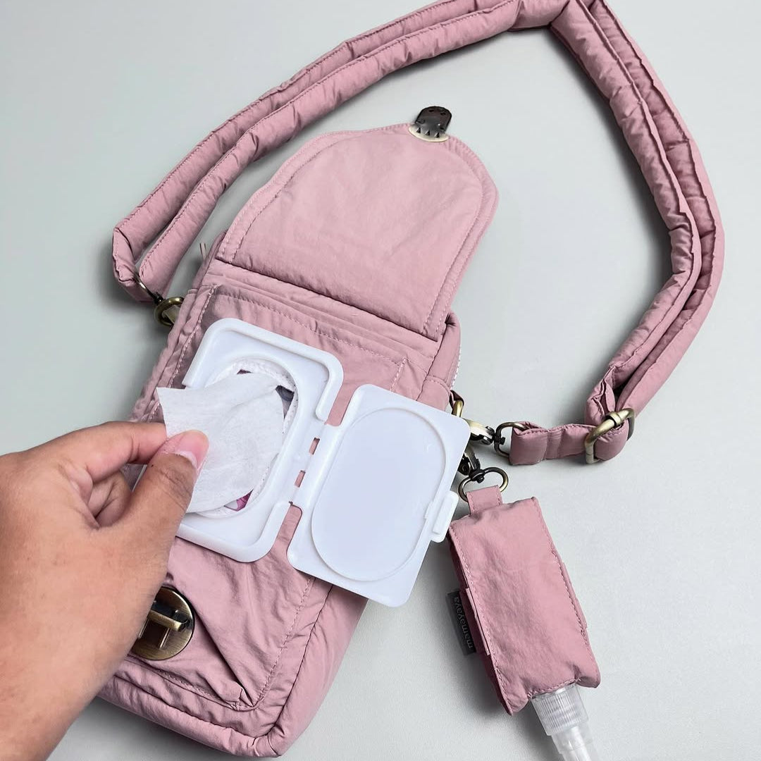 PHONE WALLET POUCH PUFFY & HAND SANITIZER HOLDER_C7089_PRIMEROSE