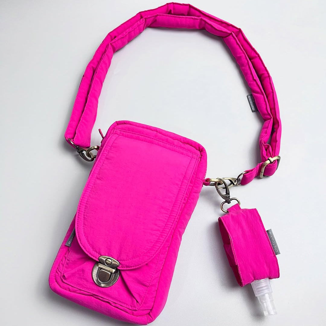 PHONE WALLET POUCH PUFFY & HAND SANITIZER HOLDER_C7091_FUCHSIA