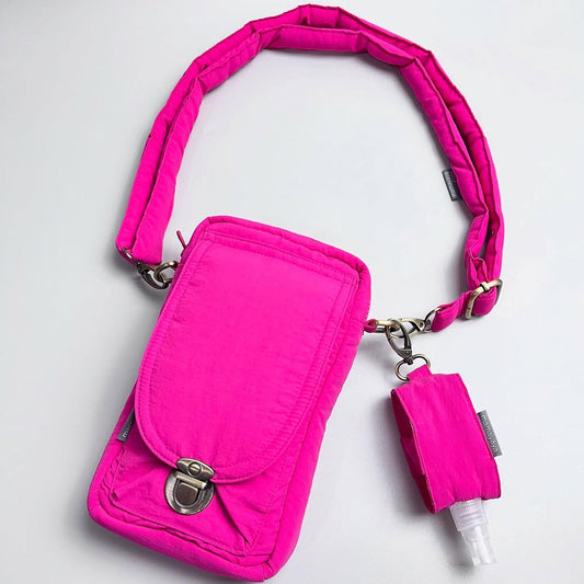 PHONE WALLET POUCH PUFFY & HAND SANITIZER HOLDER_C7091_FUCHSIA