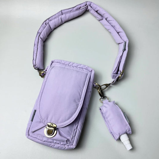 PHONE WALLET POUCH PUFFY & HAND SANITIZER HOLDER_C7115_UNGU MUDA