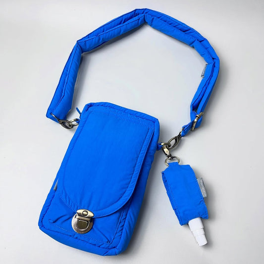 PHONE WALLET POUCH PUFFY & HAND SANITIZER HOLDER_C7090_BLUE HONEY