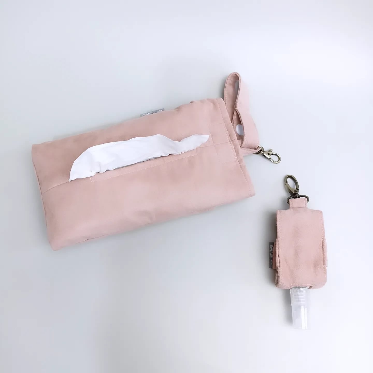 SET TISSUE POUCH & HAND SANITIZER HOLDER_C6153_SUEDE DUSTY ROSE