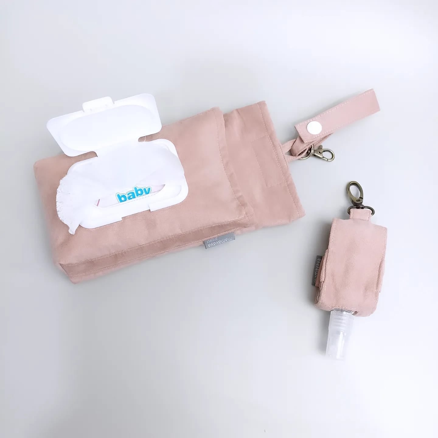 SET TISSUE POUCH & HAND SANITIZER HOLDER_C6153_SUEDE DUSTY ROSE