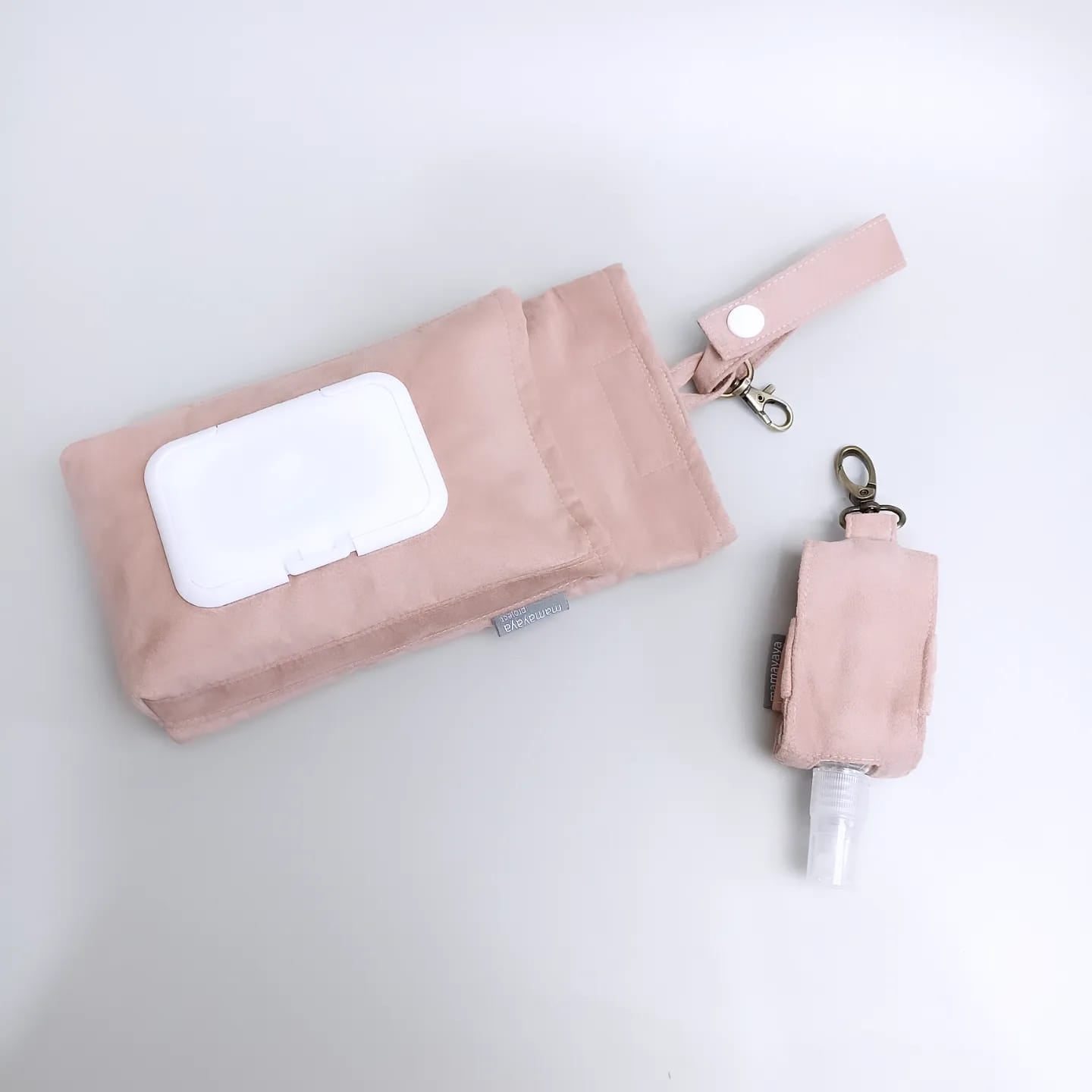 SET TISSUE POUCH & HAND SANITIZER HOLDER_C6153_SUEDE DUSTY ROSE