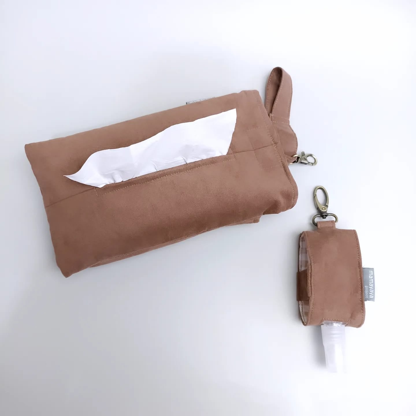 SET TISSUE POUCH & HAND SANITIZER HOLDER_C4021_SUEDE TAUPE