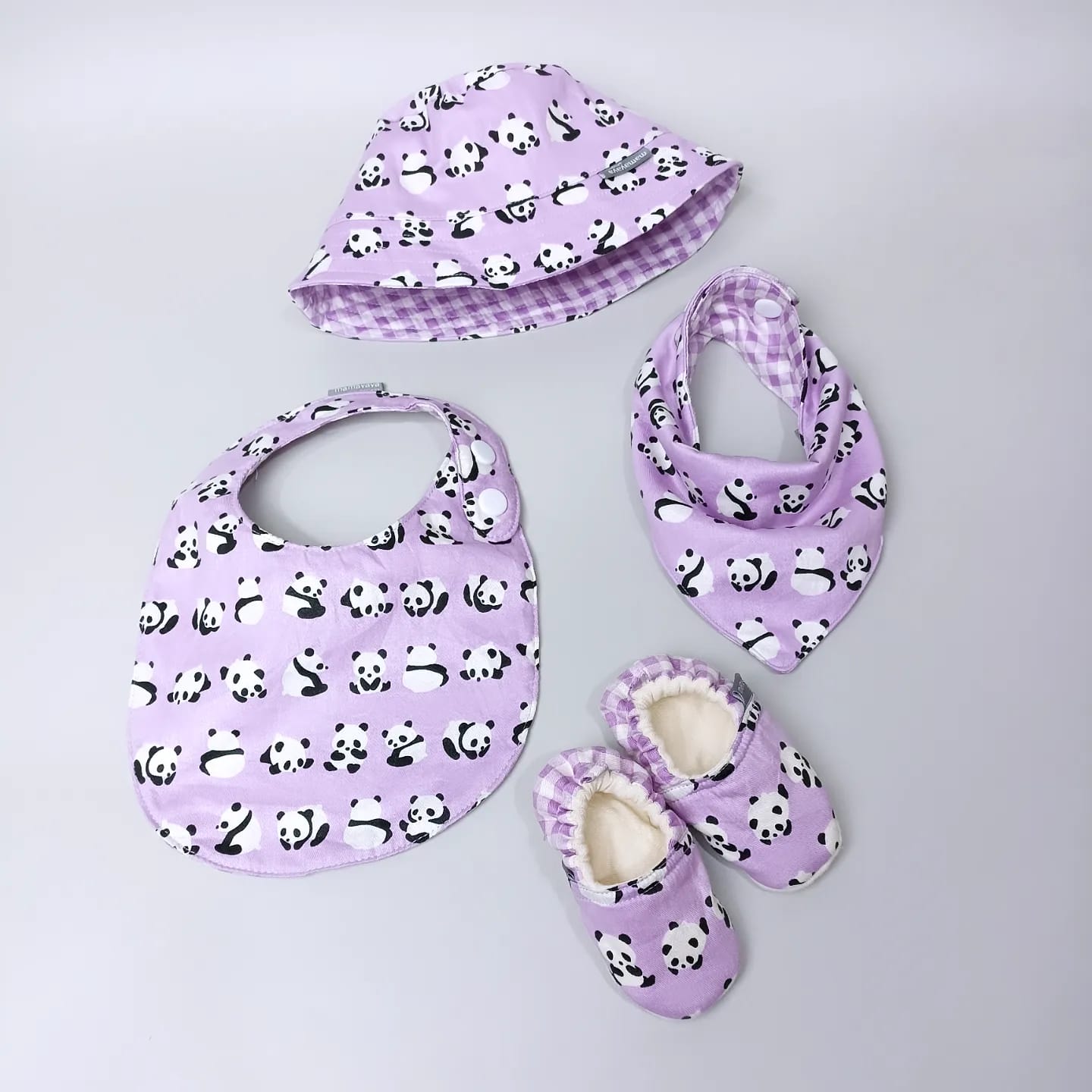 SET BABY | BUCKET HAT | BIBS | BABY SHOES_A6260_PANDA LILAC