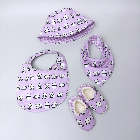 SET BABY | BUCKET HAT | BIBS | BABY SHOES_A6260_PANDA LILAC