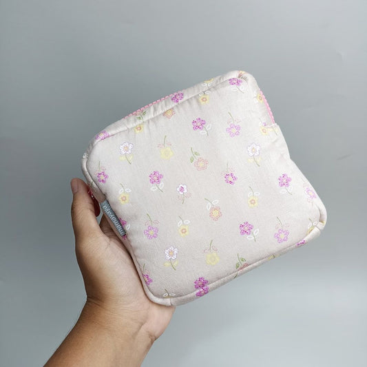 MINI POUCH PUFFY_A6354_BUNGA TANGKAI MOCCA