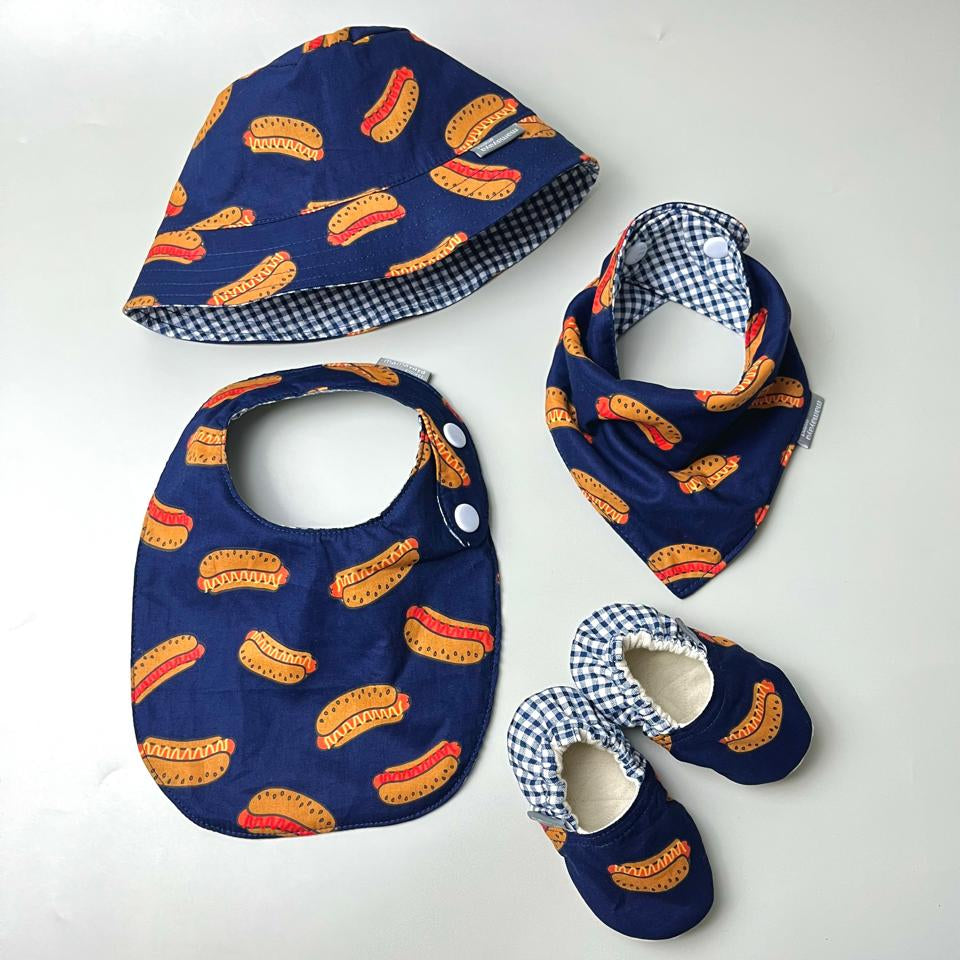 SET BABY | BUCKET HAT | BIBS | BABY SHOES_A7168_HOTDOG NAVY