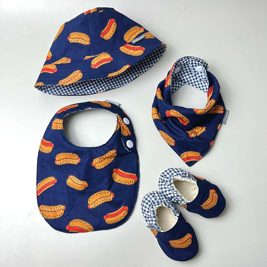 SET BABY | BUCKET HAT | BIBS | BABY SHOES_A7168_HOTDOG NAVY