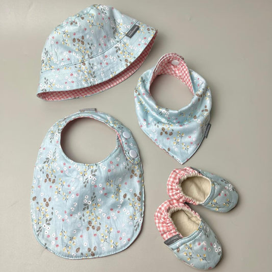 SET BABY | BUCKET HAT | BIBS | BABY SHOES_A1258_ILALANG DASAR BIRU