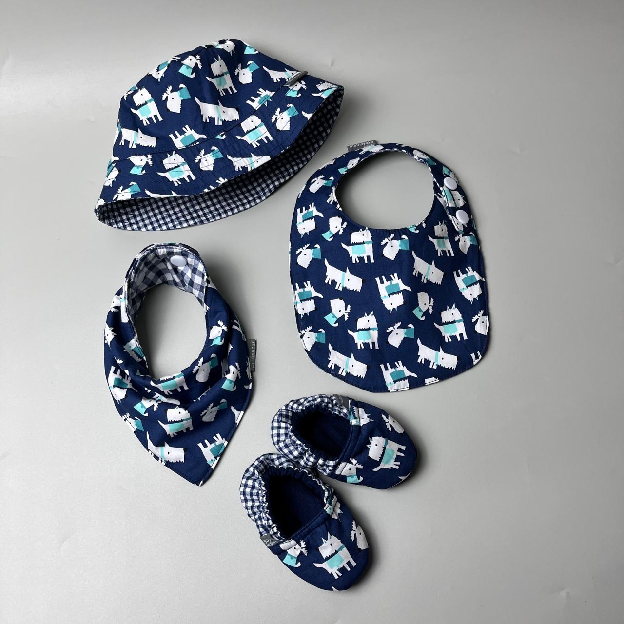 SET BABY | BUCKET HAT | BIBS | BABY SHOES_A6182_DOGGY NAVY