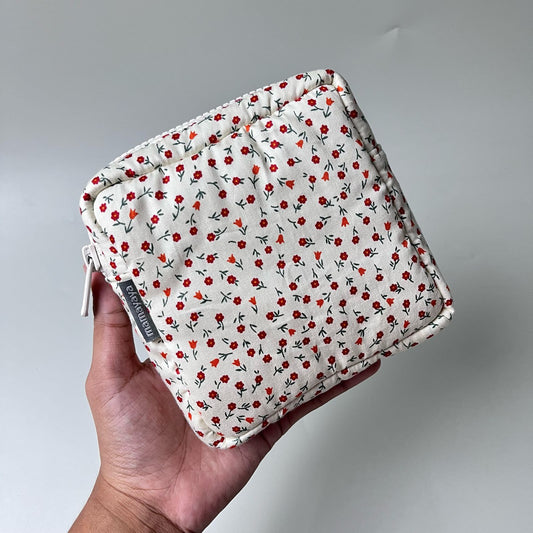 MINI POUCH PUFFY_A2048_BUNGA MINI DASAR CREAM