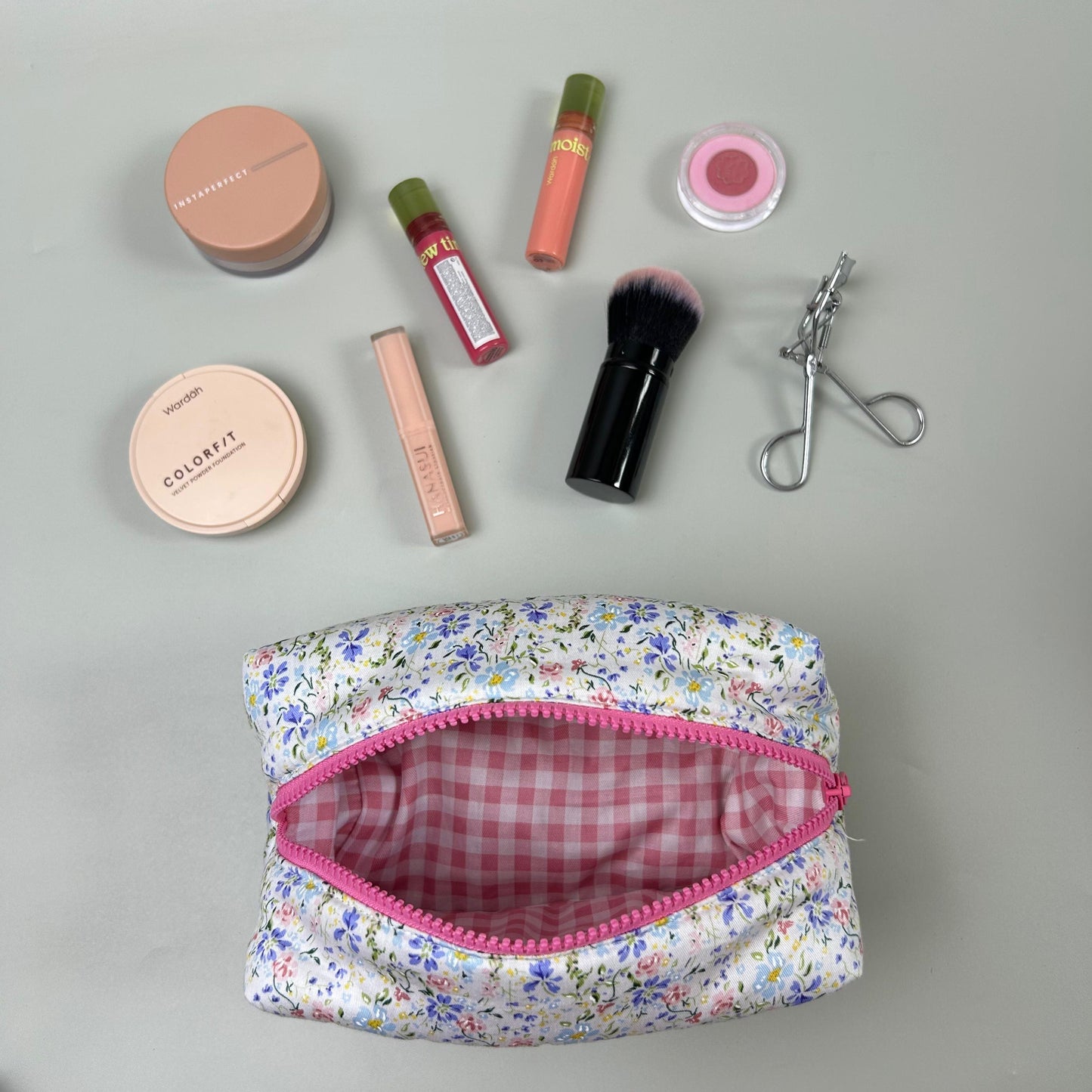 COSMETIC POUCH PUFFY_A6422_BUNGA HOYA BIRU