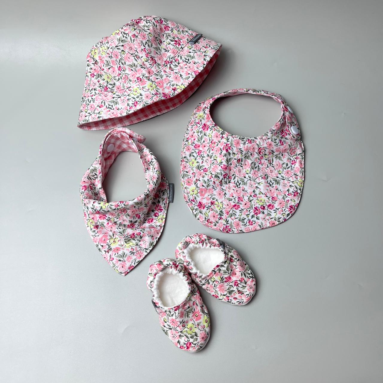 SET BABY | BUCKET HAT | BIBS | BABY SHOES_A7233_MINI DAHLIA PINK