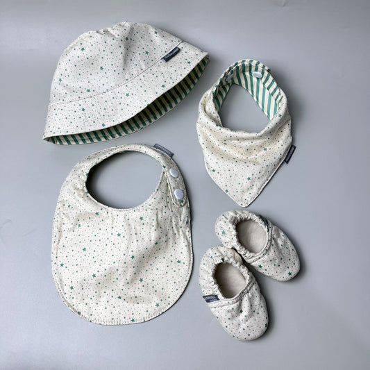 SET BABY | BUCKET HAT | BIBS | BABY SHOES_A7262_BINTANG MINI HIJAU
