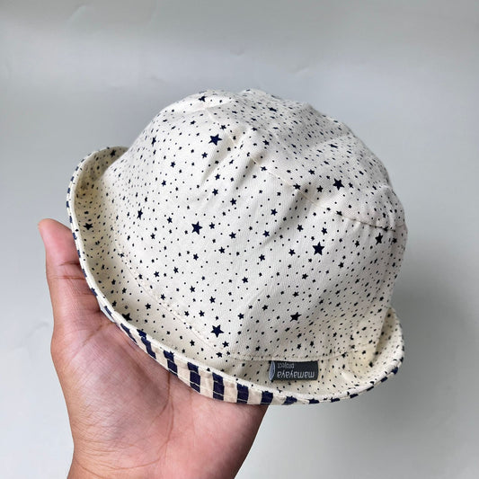 BUCKET HAT_A7013_MINI BINTANG DASAR PUTIH_48