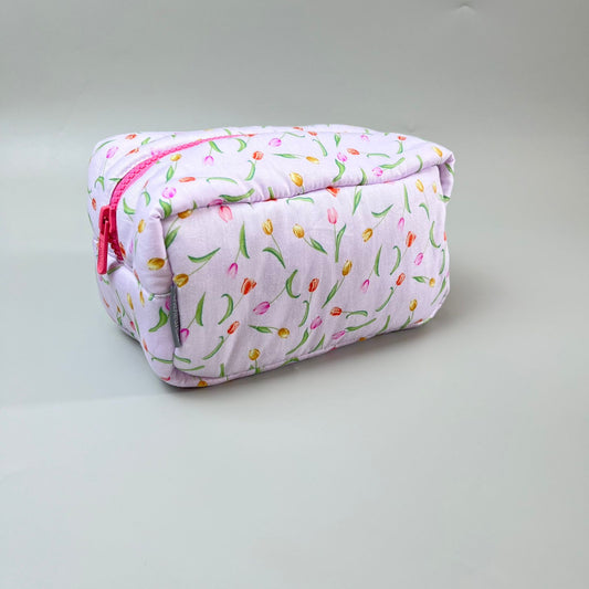 COSMETIC POUCH PUFFY_A6419_TANGKAI TULIP PINK