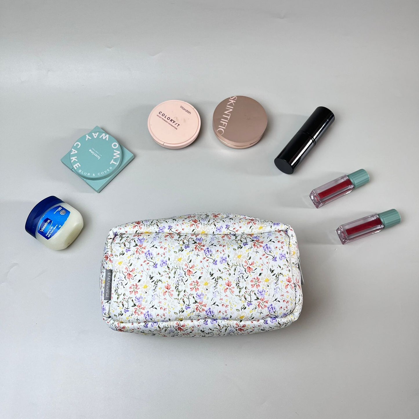 COSMETIC POUCH PUFFY_A6423_BUNGA HOYA PEACH