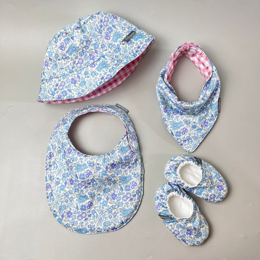 SET BABY | BUCKET HAT | BIBS | BABY SHOES_A7257_MINI ASTER BIRU